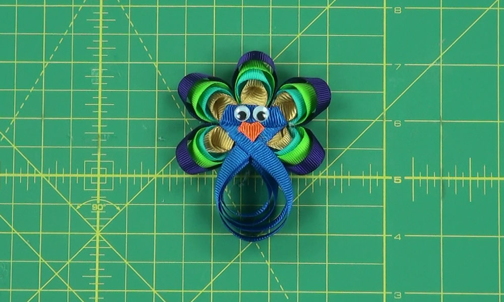 Completed Peacock Hair Clip