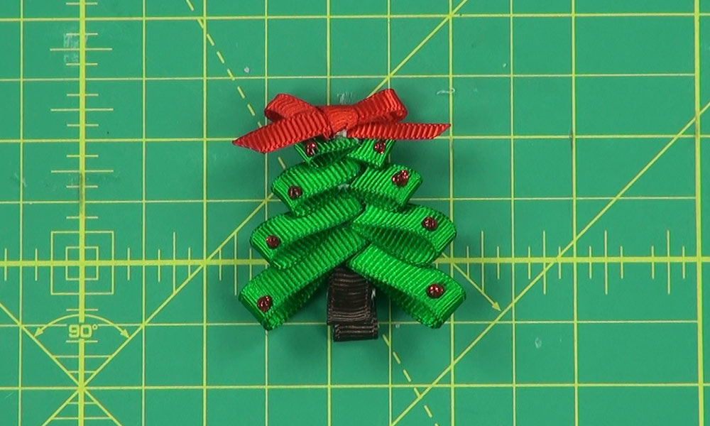 Completed Christmas Tree Hair Clip