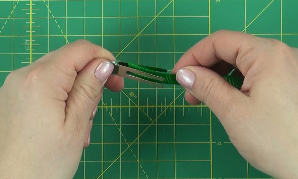 Woman making a Rudolph Hair Clip